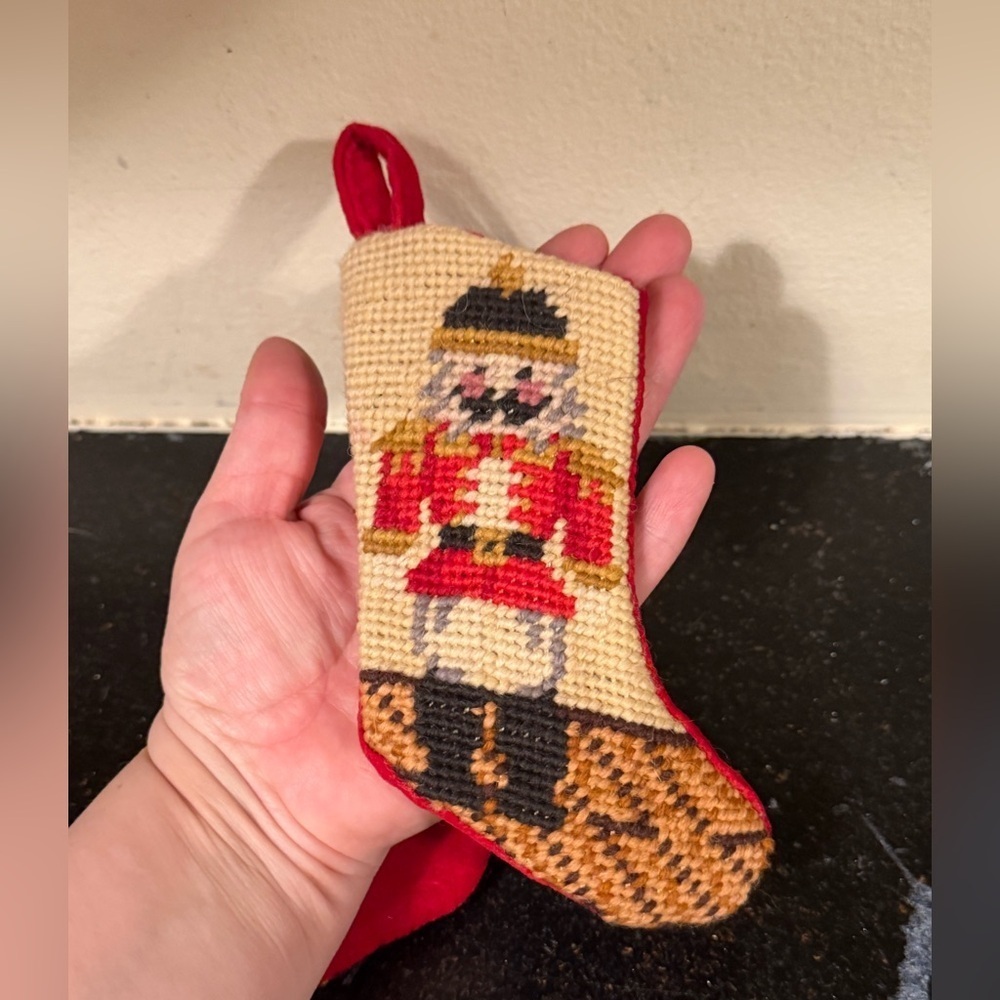 Vintage Christmas Miniature Needlepoint Stockings Set Of Two - Picture 3 of 3